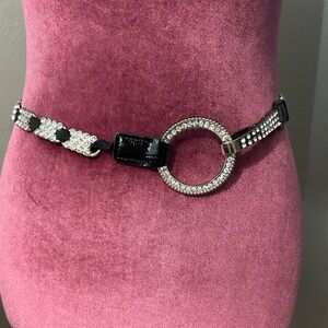 Crystal Fashion Statement Belt Silver and Black